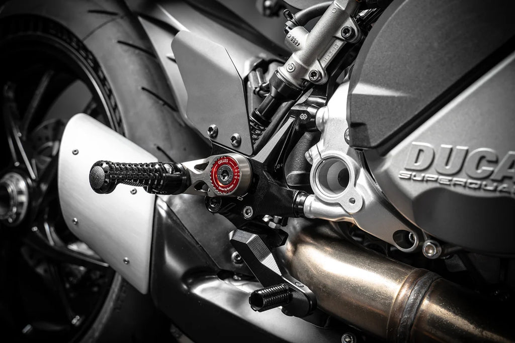 Gilles Tooling MUE2 Rearset - Black - Ducati - Side View