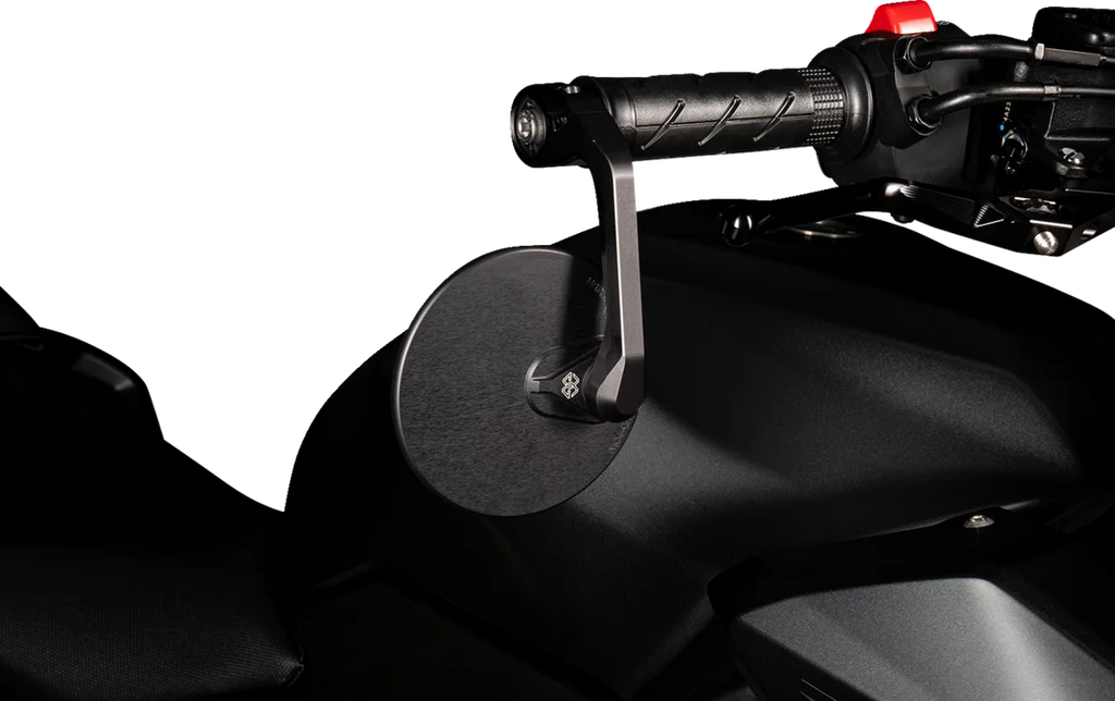 Gilles Tooling Mirror - MOON - Side View - Round - Black - Right/Left - Each - Back View