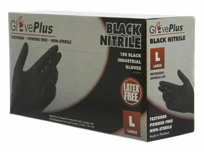 Gloveworks Black Nitrile Gloves GWBN 46100 - Side View