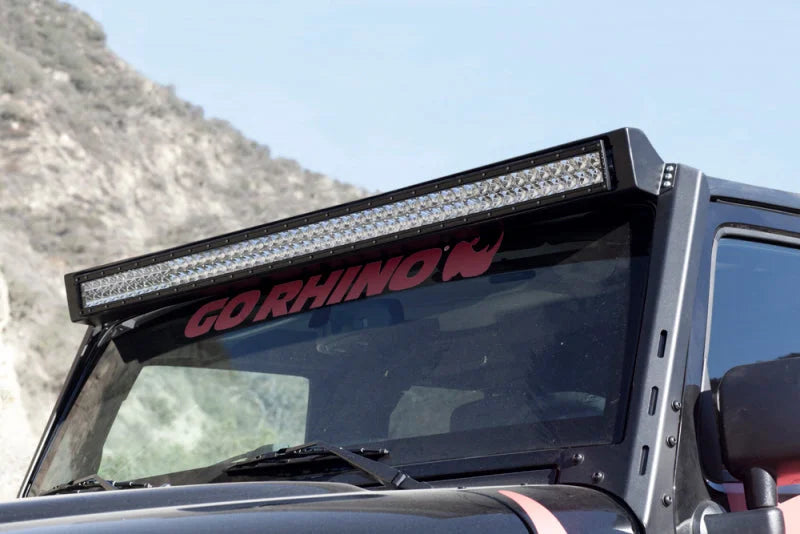 Go Rhino 07-18 Jeep Wrangler JK WLF Windshield Light Mount Frame - 50in Light Bar - Side View