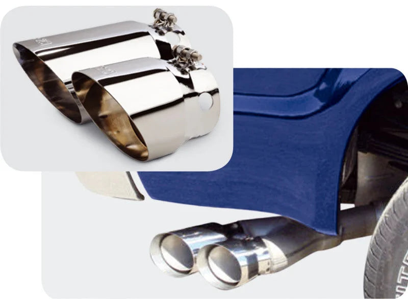 Go Rhino 08-16 Ford F-250/F-350 Super Duty Exhaust Tip - Black - 2 Tips Set - ID 4in x OD 5in - Side View