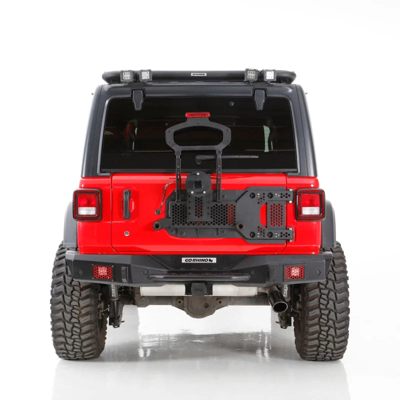 Go Rhino 08-22 Jeep Wrangler JL/JLU Body Mount Spare Tire Carrier - Tex. Blk - Back View