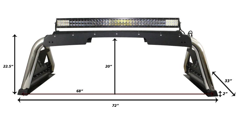 Go Rhino 14-19 Chevy 1500 LD (Classic) Sport Bar 2.0 Complete Kit w/Sport Bar+Retractable Light Mnt - Side View