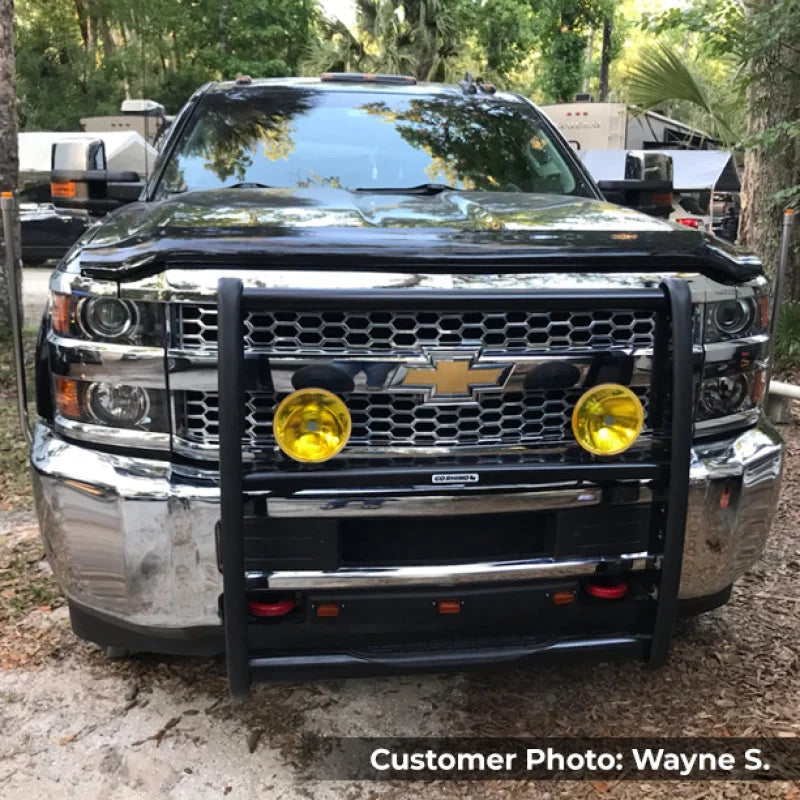 Go Rhino 15-19 Chevrolet Silv 2500HD/3500HD 3000 Series StepGuard - Black (Center Grille Guard Only) - Side View