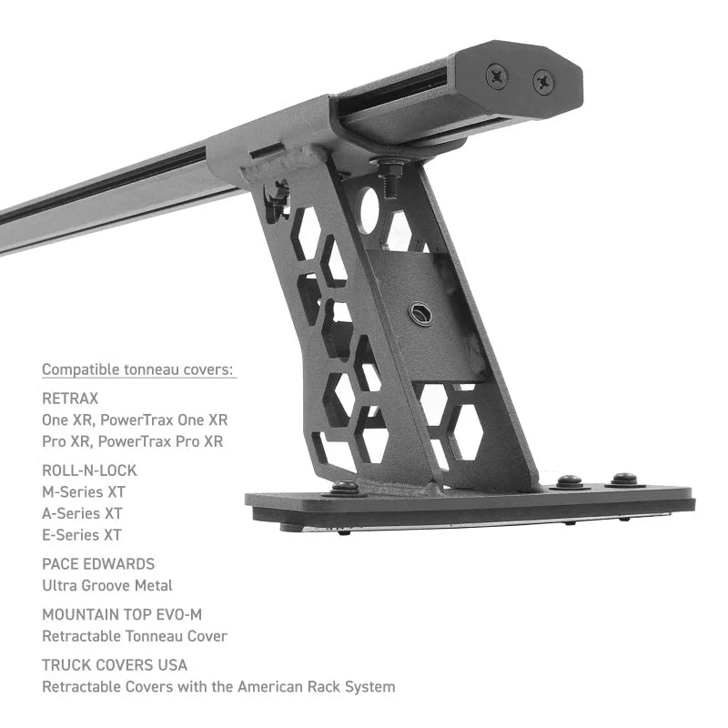 Go Rhino 15-22 Ford F-150 / 07-21 Toy. Tundra XRS Cross Bars Kit - Tex Blk (Attch Tonneau Cvr T-Trk) - Back View