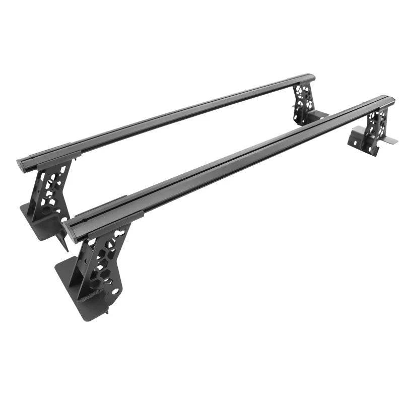Go Rhino 15-22 Ford F-150 / 19-22 RAM 1500 / 07-21 Toyota Tundra XRS Cross Bars Kit - Tex. Blk - Side View