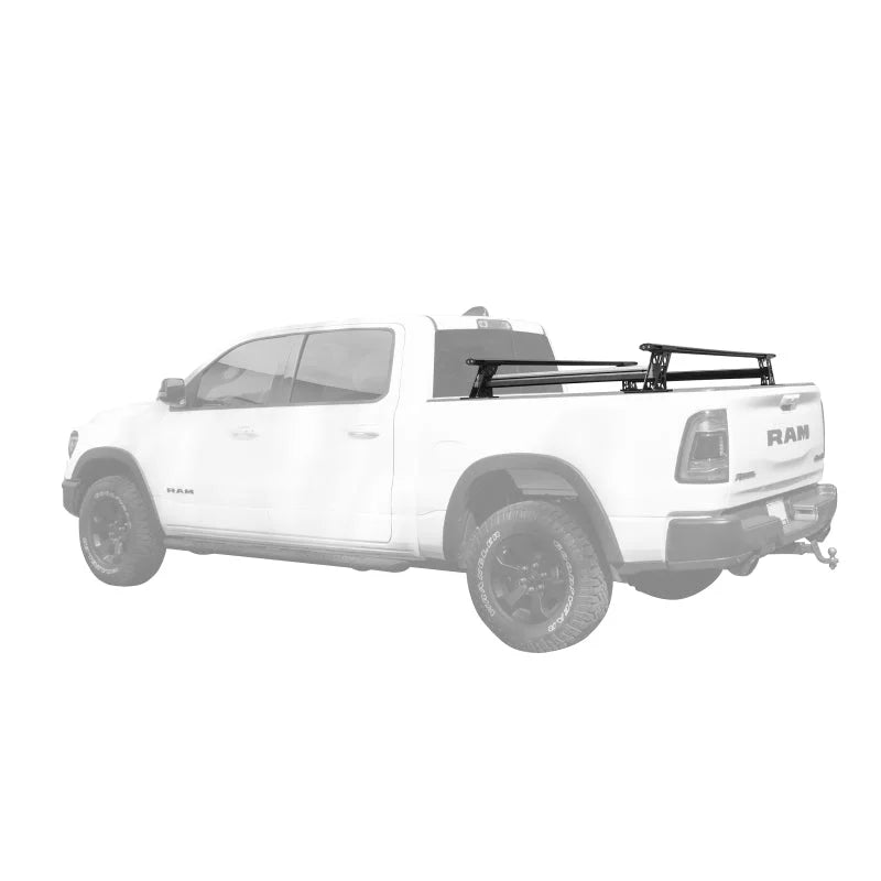 Go Rhino 15-22 Ford F-150 / 19-22 RAM 1500 / 07-21 Toyota Tundra XRS Cross Bars Kit - Tex. Blk - Back View