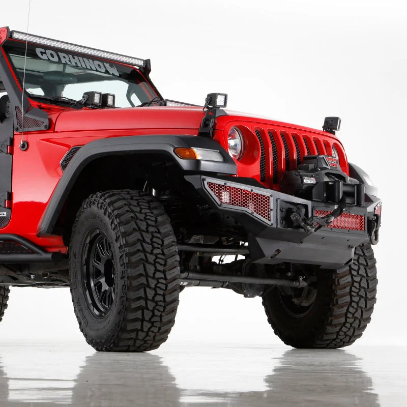 Go Rhino 18-20 Jeep Wrangler JL/JLU Rockline Front Bumper Skid Plate - Installation View