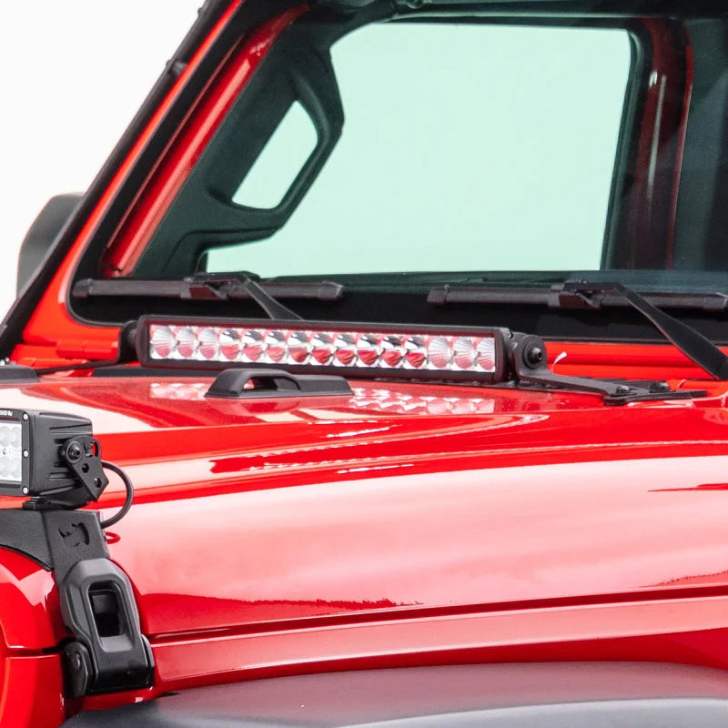 Go Rhino 18-20 Jeep Wrangler JL/JLU/Gladiator JT Light Mount - 20in Single Row - Installation View