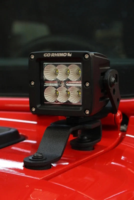Go Rhino 18-20 Jeep Wrangler JL/JLU/Gladiator JT Light Mount - 3in Cube - Side View