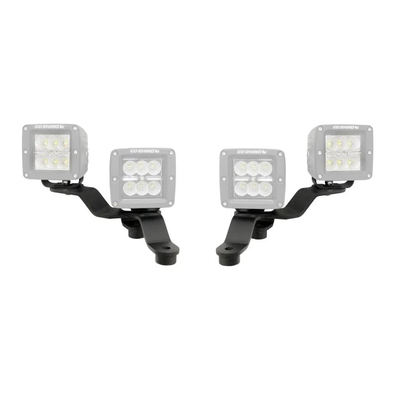 Go Rhino 18-20 Jeep Wrangler JL/JLU/Gladiator JT Light Mount - Two 3in Cubes Offset - Main Product View