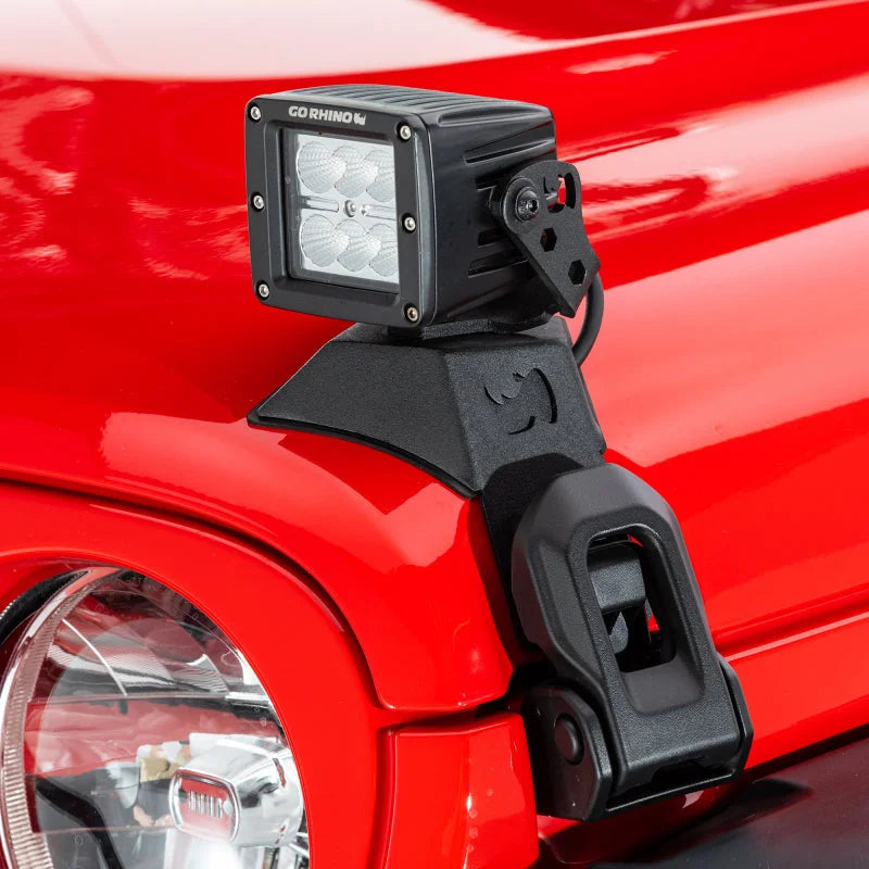 Go Rhino 18-20 Jeep Wrangler JL/JLU/Gladiator JT Light Mount - 3in Cube - Back View