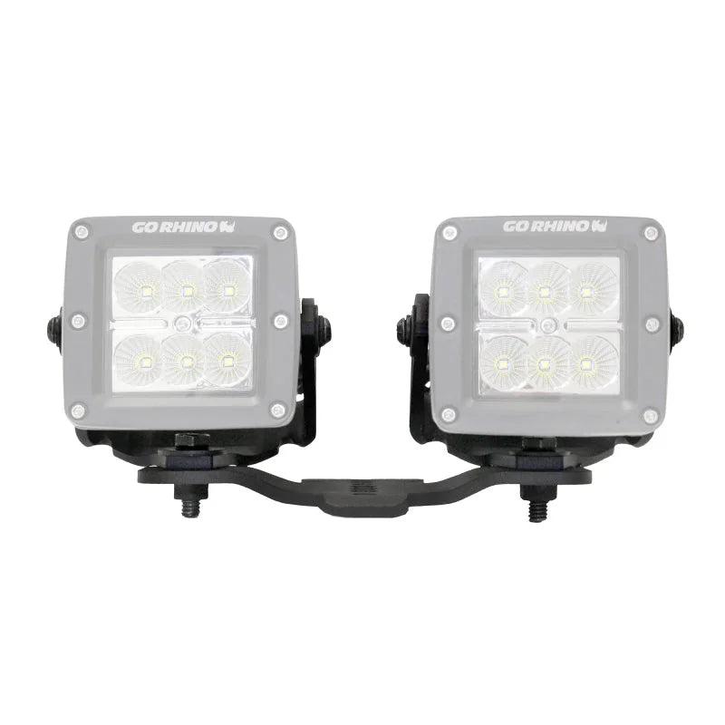 Go Rhino 18-20 Jeep Wrangler JL/JLU/Gladiator JT Light Mount - Two 3in Cubes - Installation View