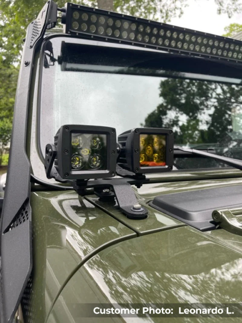 Go Rhino 18-20 Jeep Wrangler JL/JLU/Gladiator JT XE Windshield Light Bar Mount - 50in Single Row - Side View