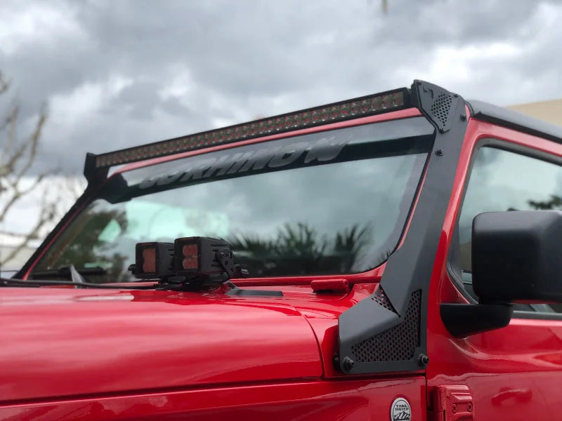 Go Rhino 18-20 Jeep Wrangler JL/JLU/Gladiator JT XE Windshield Light Bar Mount - 50in Single Row - Back View