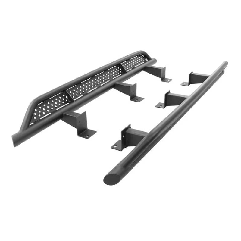 Go Rhino 18-23 Toyota Tacoma 4Door Frame Mount Sliders - Textured Black - Side View