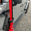 Load image into Gallery viewer, Go Rhino 18-24 Jeep Wrangler JL/JLU/JT Front Fender Jack Mount for Hi-Lift Jack - Tex. Blk - Side View