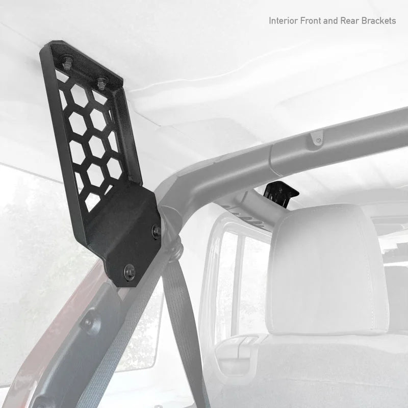 Go Rhino 19-22 Jeep Wrangler JLU SRM Roll Bar Mount Kit - Tex. Blk - Installation View