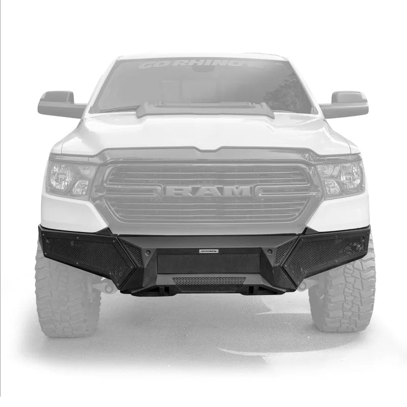 Go Rhino 19-24 Ram 1500 (Excl. Rebel/Warlock/TRX) Element Front Bumper w/Pwr Bar - Tex. Blk - Installation View