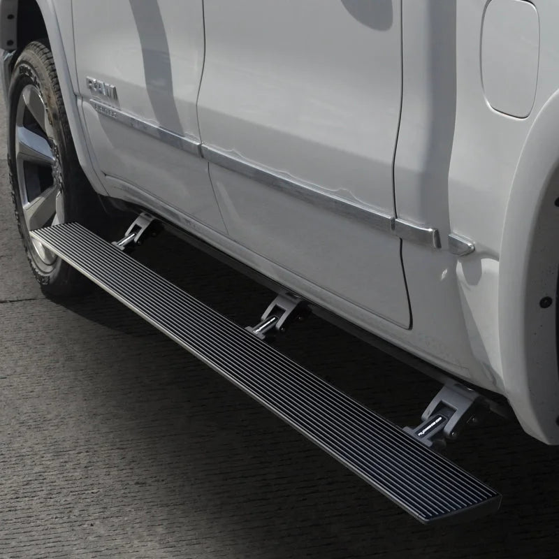 Go Rhino 19-24 Ram 1500 Quad Cab 4dr E1 Electric Running Board Kit (No Drill) - Bedliner Coating - Main Product View