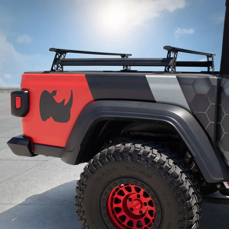 Go Rhino 20-22 Jeep Gladiator JT/16-22 Toy. Tacoma/05-21 Nssn Frontier XRS Cross Bars Kit - Tex. Blk - Side View