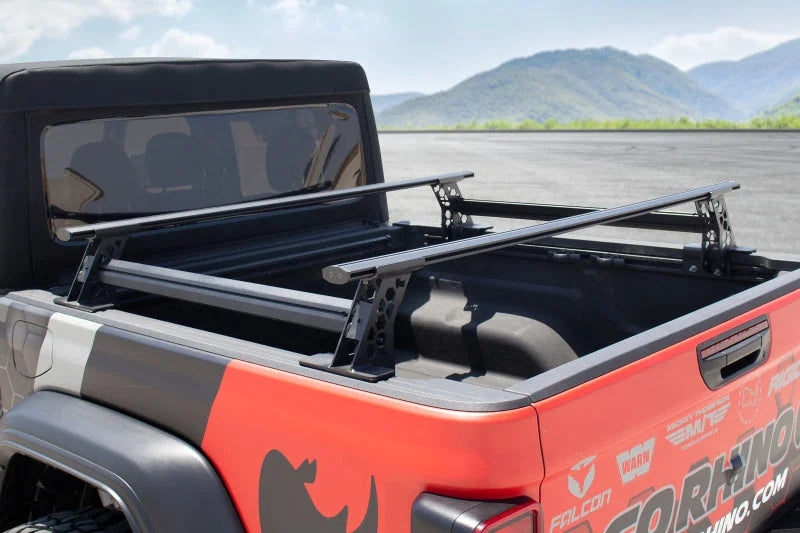 Go Rhino 20-22 Jeep Gladiator JT/16-22 Toy. Tacoma/05-21 Nssn Frontier XRS Cross Bars Kit - Tex. Blk - Back View