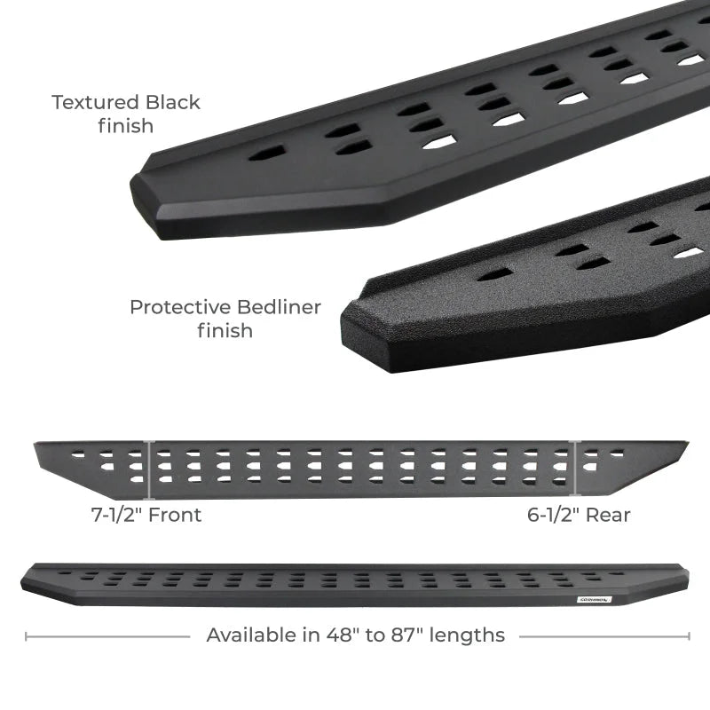 Go Rhino 2022 Toyota Tundra Crew Max 4dr RB20 Kit w/RB20 Running Board + Brkts - Tex. Blk - Side View