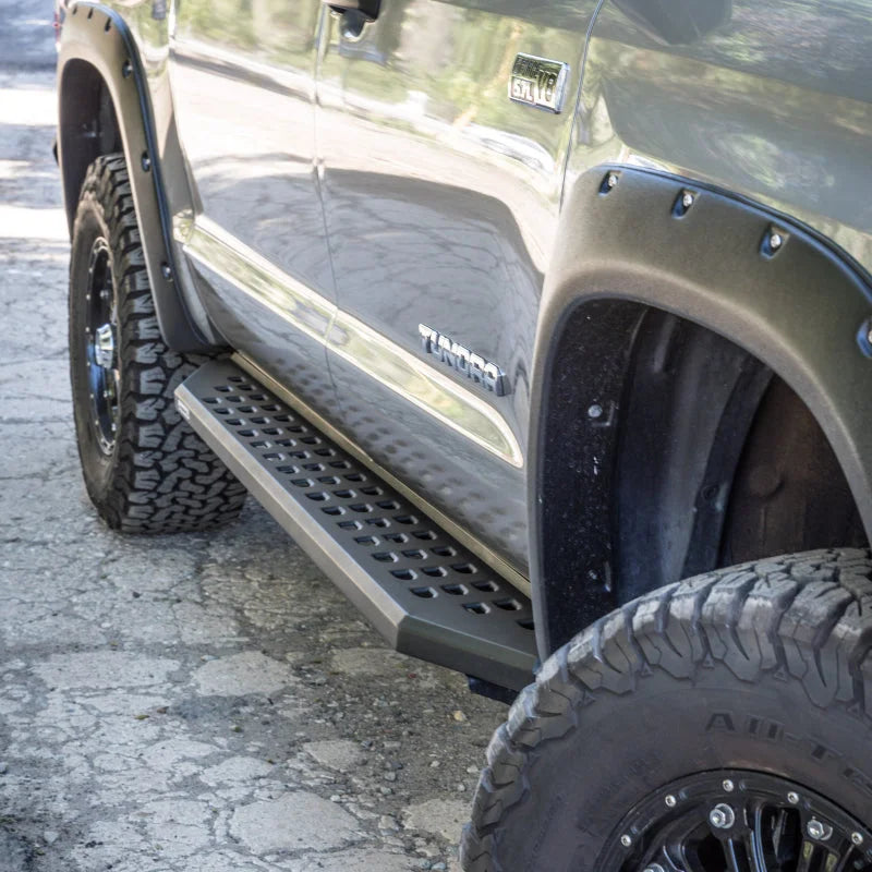 Go Rhino 2022 Toyota Tundra Crew Max 4dr RB20 Kit w/RB20 Running Board + Brkts - Tex. Blk - Back View