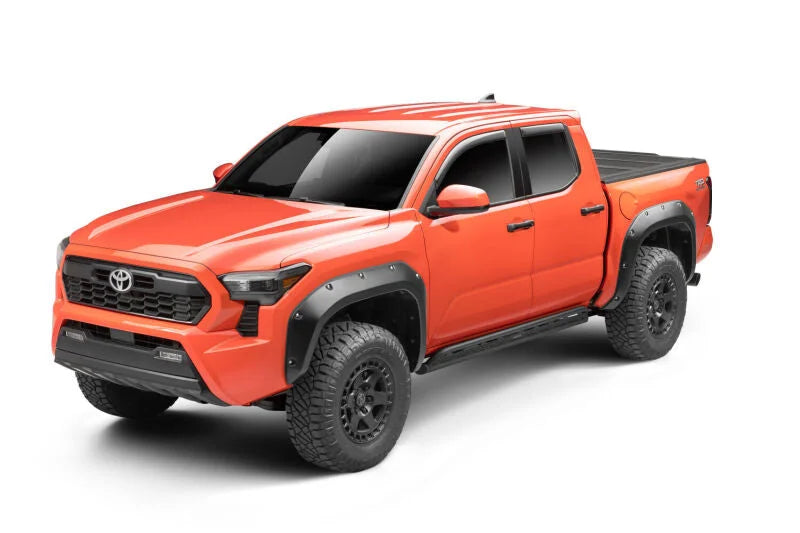 Go Rhino 2024 Toyota Tacoma DC 4dr Xtreme Frame Mount Sliders - Tex. Blk - Back View