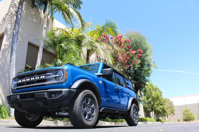 Go Rhino 21-24 Ford Bronco 4WD 4dr (Excl. Bronco Sport) Frame Mount Sliders - Tex. Blk - Back View