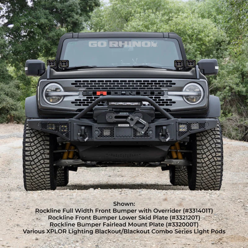 Go Rhino 21-24 Ford Bronco (Excl. Sport) Rockline Front Bumper Lower Skid Plate - Side View