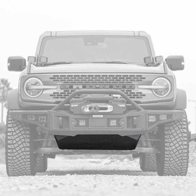 Go Rhino 21-24 Ford Bronco (Excl. Sport) Rockline Front Bumper Lower Skid Plate - Back View