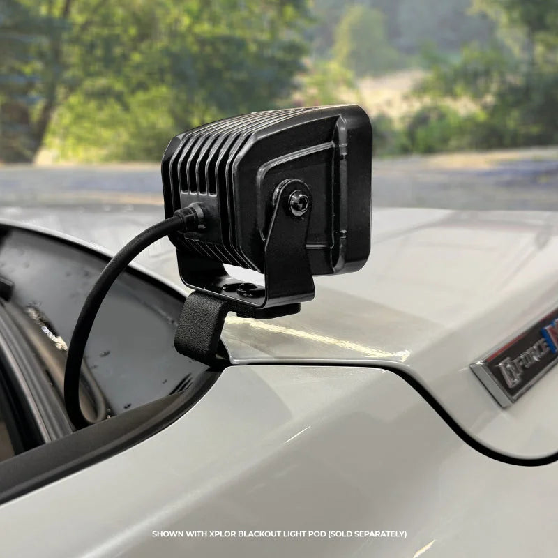 Go Rhino 22-23 Toyota Sequoia / 23-24 Toyota Tundra XE Hood Hinge Cube Light Mount - Side View