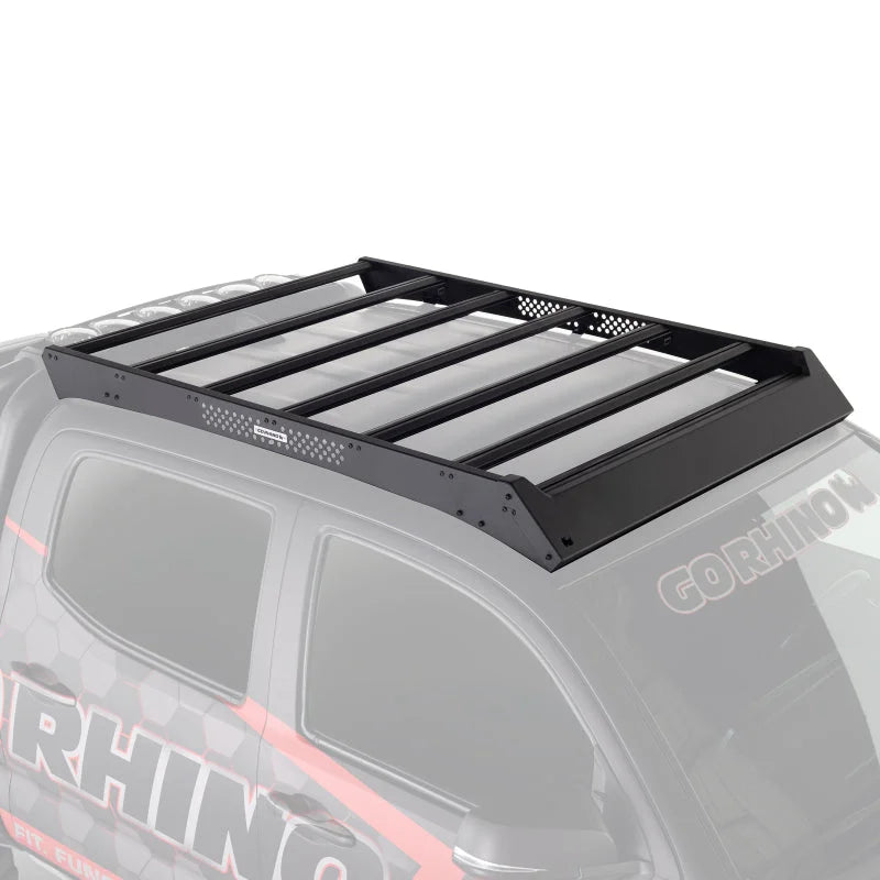 Go Rhino 24-25 Toyota Tacoma Double Cab Pickup Ceros Low Profile Roof Rack - Tex. Blk - Back View