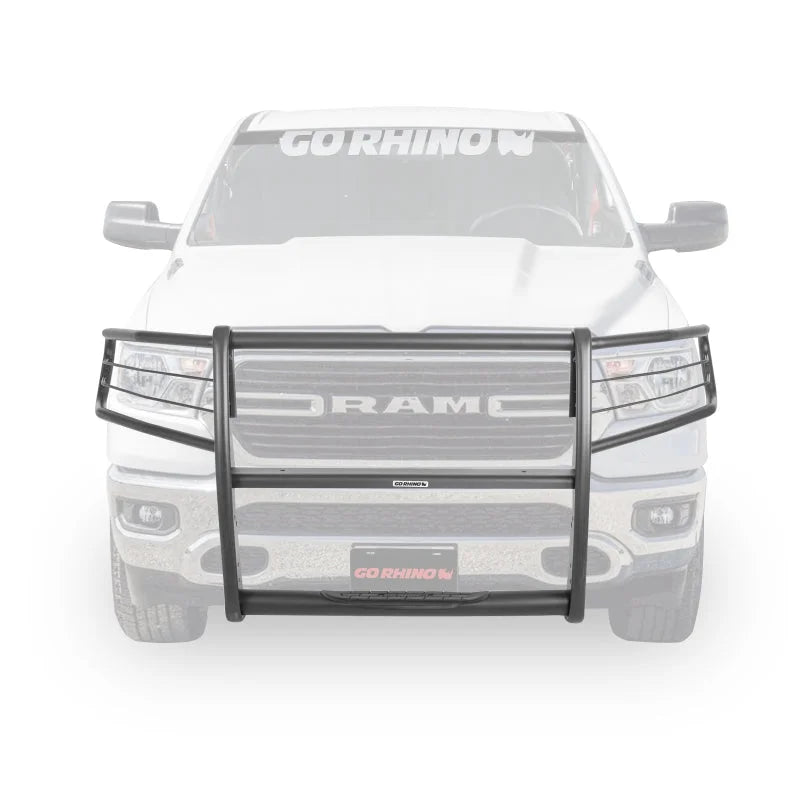 Go Rhino 3100 Series StepGuard Center Grille + Brush Guards - Tex. Black fits 2019-2024 Ram 1500 - Side View