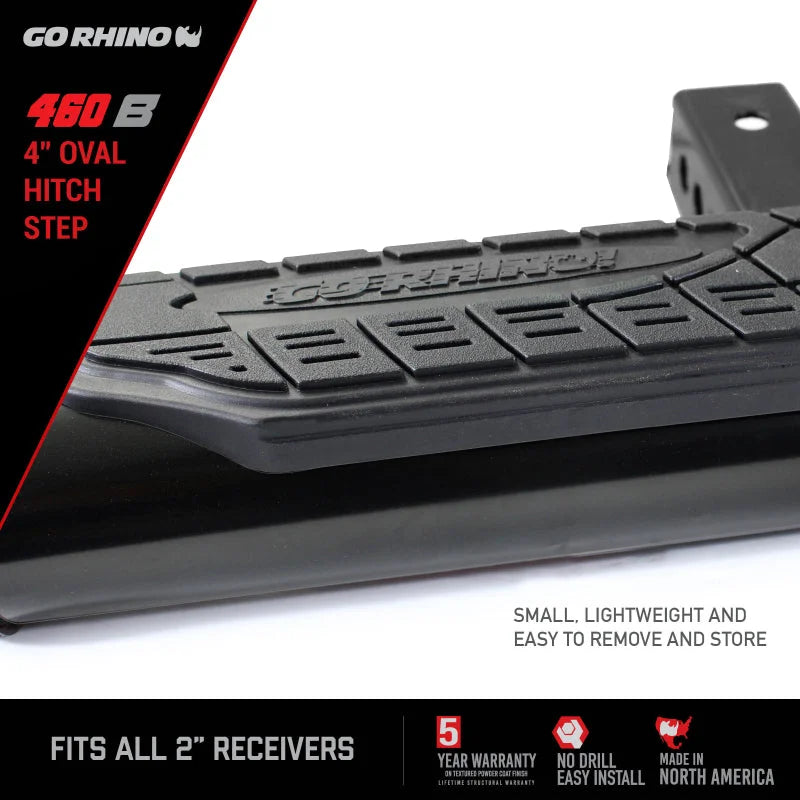 Go Rhino 4in Oval Hitch Step - Black - Additional View 6