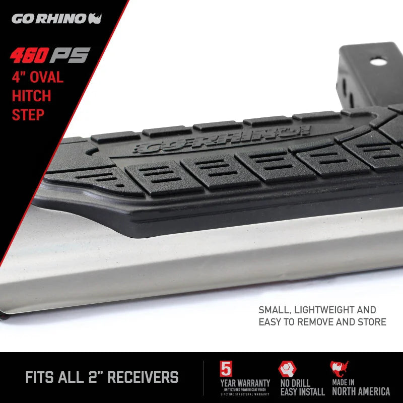Go Rhino 4in Oval Hitch Step - Stainless - Side View