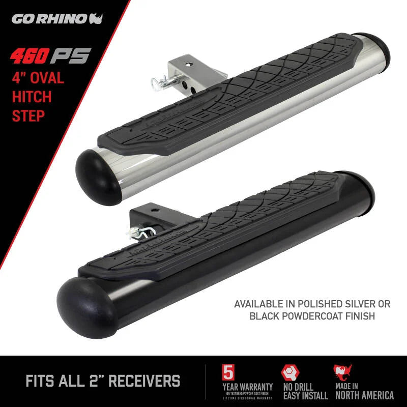 Go Rhino 4in Oval Hitch Step - Stainless - Additional View 6
