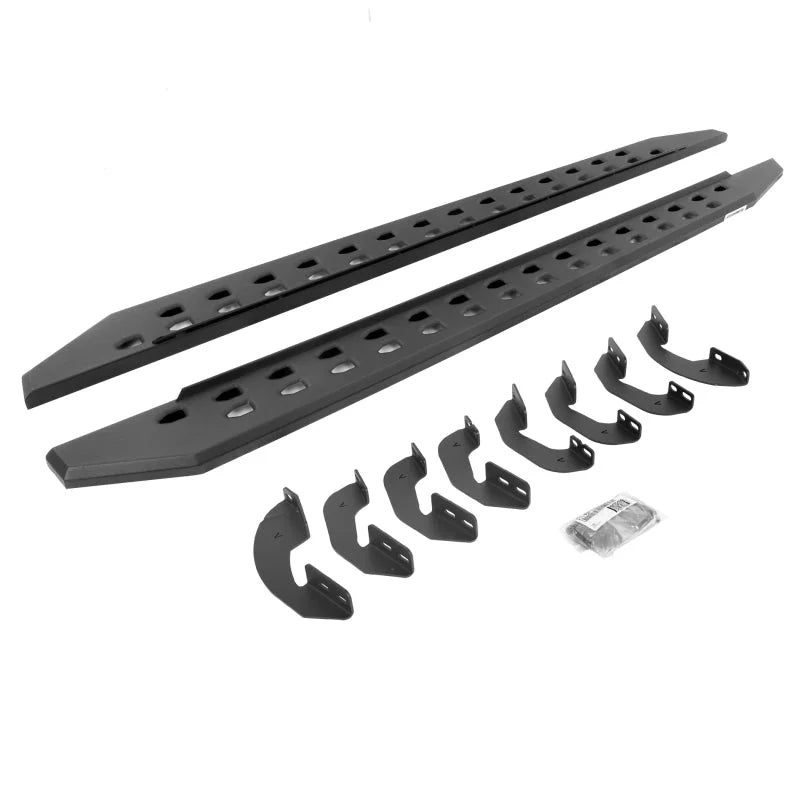 Go Rhino DC 4DR RB20 Slim Running Boards Kit (Incl. Brackets) - Tex. Blk fits 2007-2021 Toyota Tundra