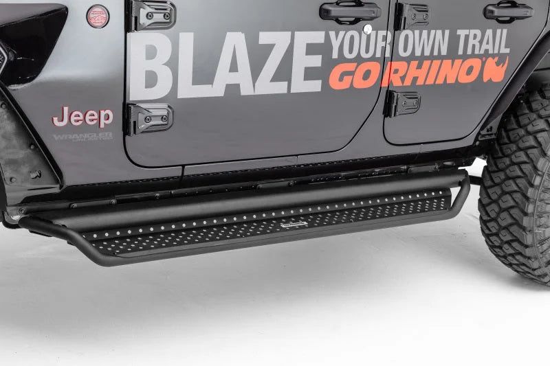 Go Rhino Dominator Extreme D1 Side Steps - Tex Blk - 80in - Side View