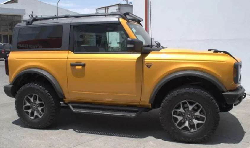 Go Rhino 2021+ Ford Bronco Dominator Extreme D1 Side Steps w/Brackets - Textured Black - Side View