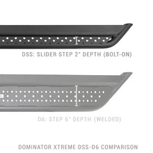 Load image into Gallery viewer, Go Rhino Dominator Extreme DSS Sliders - Tex Blk - 80in - Side View