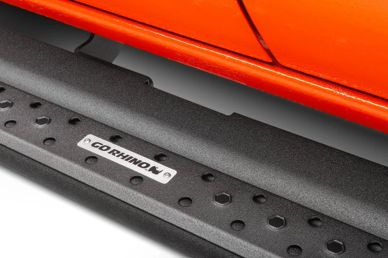 Go Rhino Dominator Extreme DSS Sliders - Tex Blk - 80in - Back View