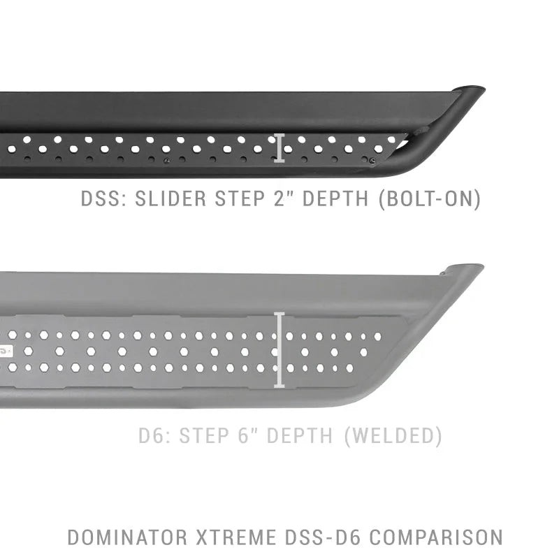 Go Rhino Dominator Extreme DSS Sliders - Tex Blk - 87in - Side View