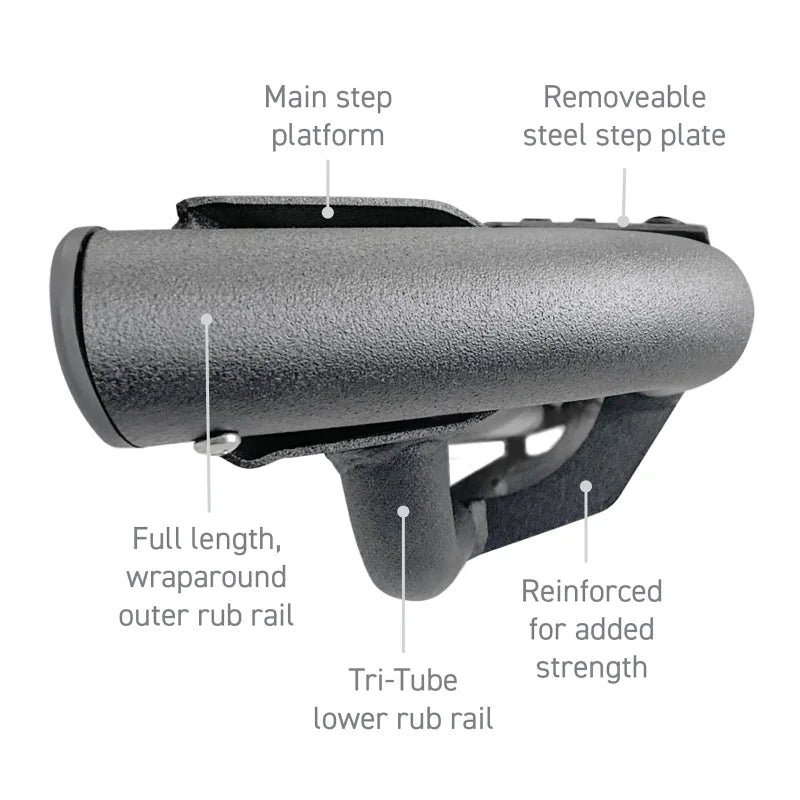 Go Rhino Dominator Xtreme DT Side Steps - Tex Blk - 80in. (Boards ONLY/Brackets Req.) - Installation View