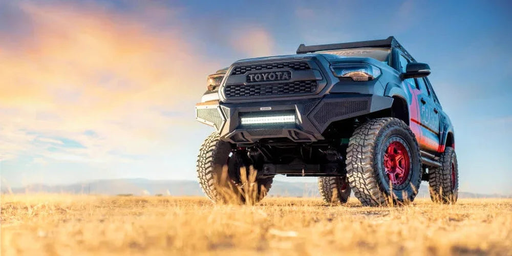 Go Rhino 16-21 Toyota Tacoma Element Front Bumper with Fixed Light Bar Mount Textured Black - Installation View