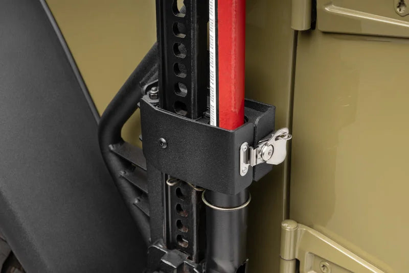 Go Rhino Front Fender Jack Mount for Hi-Lift Jack - Tex. Blk fits 2007-2018 Jeep Wrangler / Wrangler JK - Installation View