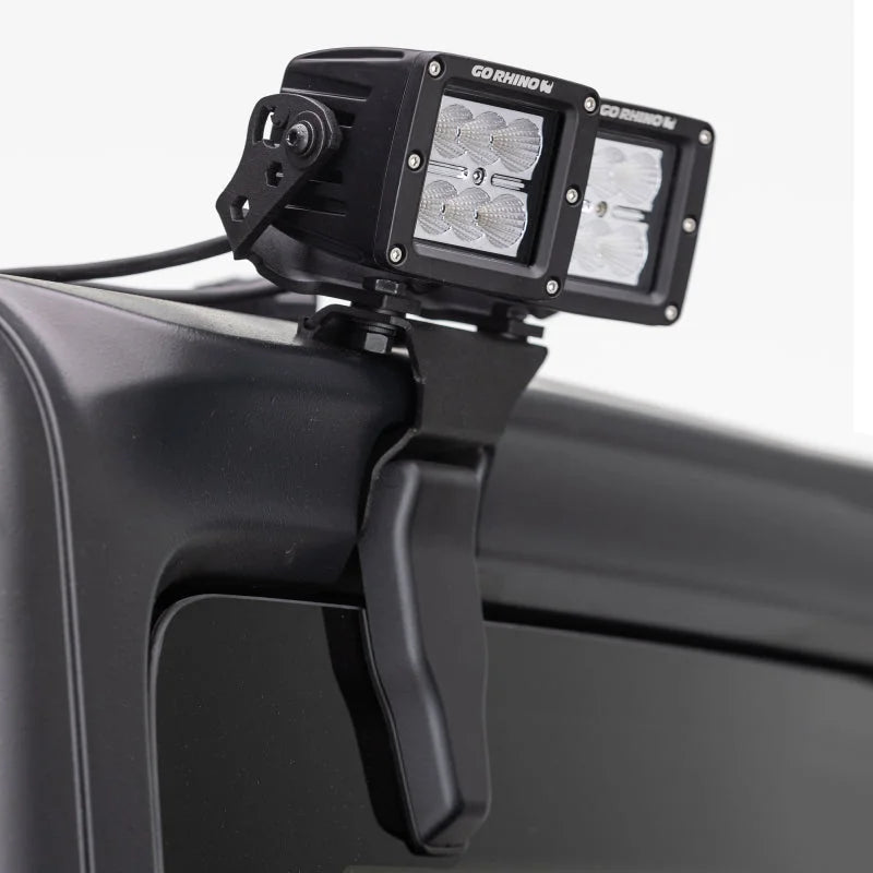 Go Rhino Light Mount - One or Two 3in Cubes fits 2018-2025 Jeep Gladiator / Wrangler JL / JLU - Back View