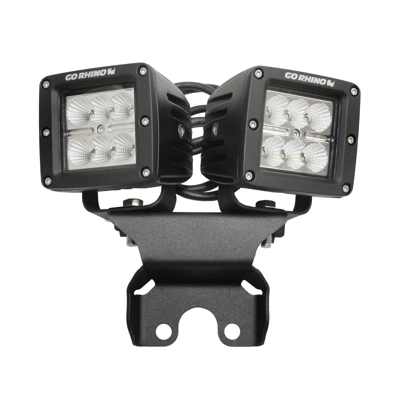 Go Rhino Light Mount - One or Two 3in Cubes fits 2018-2025 Jeep Gladiator / Wrangler JL / JLU - Installation View