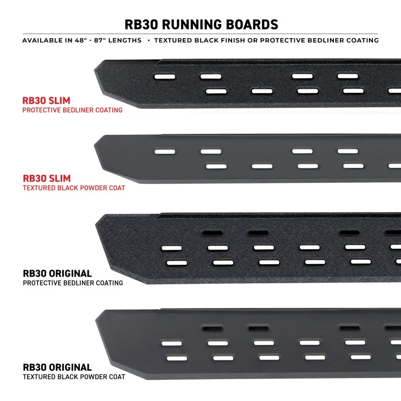 Go Rhino RB30 Slim Line Running Boards 68in. - Tex. Blk (Boards ONLY/Req. Mounting Brackets) - Side View